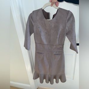 Suede baby doll mini mermaid dress with sleeves